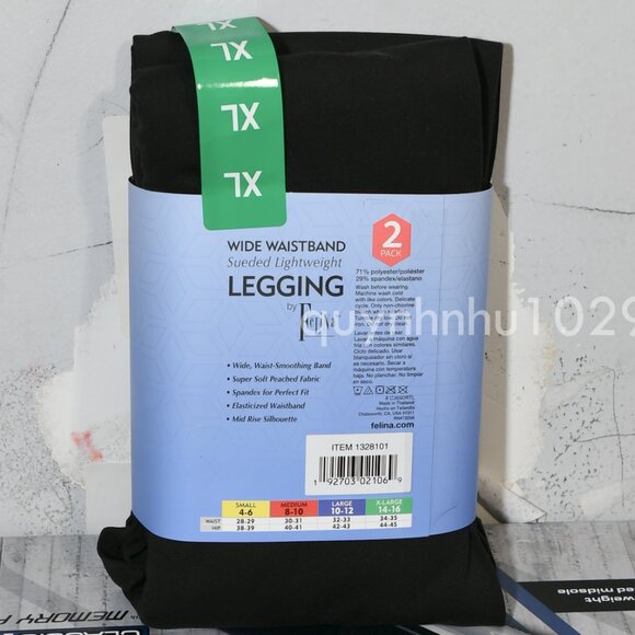 Felina wide waistband sueded lightweight legging 2 pack - Picture 5 of 8